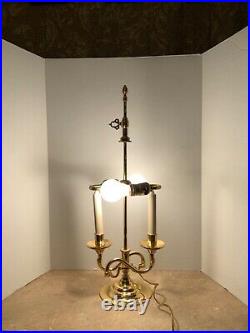 VTG Baldwin Solid Brass 2 light Candlesticks Bouillotte Lamp Swan Heads USA 23'
