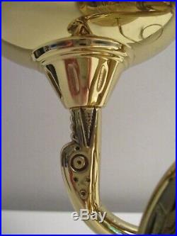 VTG Baldwin Solid Brass 2 light Candlesticks Bouillotte Lamp Swan Heads USA 23'