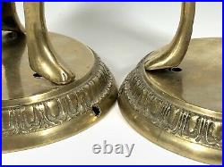 VTG Pair Candlesticks Heavy Ornate Brass Large 22 Tall Alter Temple Pricket WOW