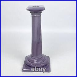 VTG Pair of Cambridge Glass Opaque Helio Purple Doric Column 9-1/2 Candlesticks