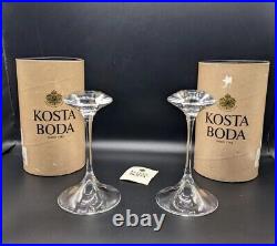 VTG Set Of 2 Kosta Boda 7 1974 Signed Fanfare Candle Sticks/Original Package