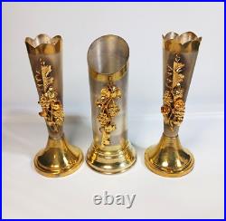 VTG Set Sterling Silver Decorated Ornate Design Weighted Candlestick Holders