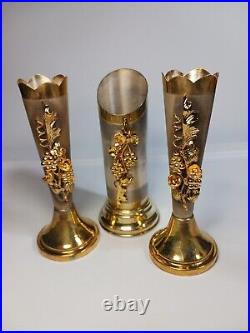 VTG Set Sterling Silver Decorated Ornate Design Weighted Candlestick Holders