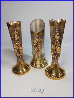 VTG Set Sterling Silver Decorated Ornate Design Weighted Candlestick Holders