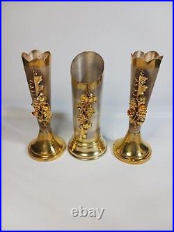 VTG Set Sterling Silver Decorated Ornate Design Weighted Candlestick Holders