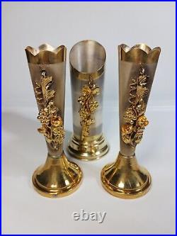 VTG Set Sterling Silver Decorated Ornate Design Weighted Candlestick Holders