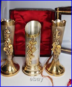 VTG Set Sterling Silver Decorated Ornate Design Weighted Candlestick Holders