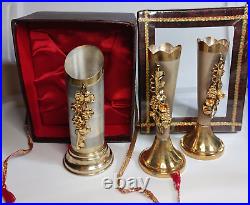 VTG Set Sterling Silver Decorated Ornate Design Weighted Candlestick Holders