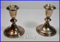 VTG Shreve Crump & Low 2 sterling silver candlesticks holders weighted 530g