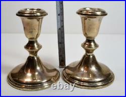 VTG Shreve Crump & Low 2 sterling silver candlesticks holders weighted 530g