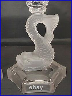 VTG Westmoreland Frosted Glass Dolphin / Koi Fish Candle Holders Candlesticks
