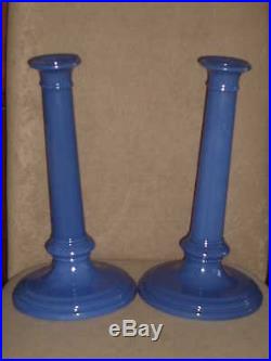Very Rare Pair Vintage Lenox Tall Cobalt Blue Candlesticks Older Blue Mark