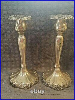 Vintage 10 Tall STERLING SILVER REED AND BARTON Pair of Candlesticks