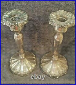 Vintage 10 Tall STERLING SILVER REED AND BARTON Pair of Candlesticks