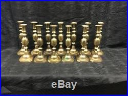 Vintage 13 Piece Matching 11.5 Lot Brass Candlestick Candle Holders Wedding USA