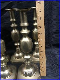 Vintage 13 Piece Matching 11.5 Lot Brass Candlestick Candle Holders Wedding USA