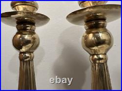 Vintage 17 inch Brass Candlestick Holder Pair 4 Parts Unscrews