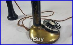 Vintage 1920 Brass Candlestick Telephone 50AL with Ringer Box Tested and Working