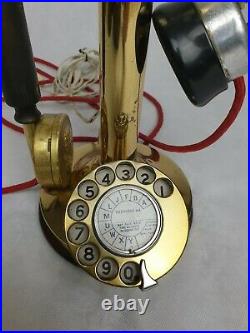 Vintage 1920 Candle Stick Unique Telephone Works Great Gold Colour