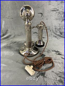 Vintage 1920's Nickel Plate SC Leich fluted candlestick (new network)