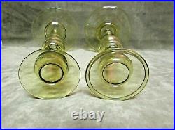 Vintage 1920's Steuben Art Glass Transparent Amber 2956 Candlesticks and Bowl