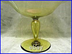 Vintage 1920's Steuben Art Glass Transparent Amber 2956 Candlesticks and Bowl