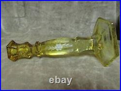 Vintage 1920's Westmoreland Glass Golden Amber Cut Overdyed Stained Candlesticks