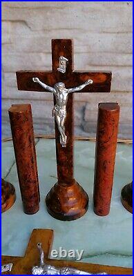 Vintage 1930 bakelite catalin cross, candlestick set 884g