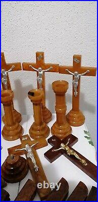 Vintage 1930 bakelite katalin cross, candlestick set 2080g
