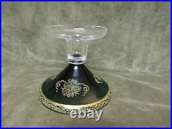 Vintage 1940's Tiffin Glass Melrose Etch Gold Killarney Green Clear Candlestick