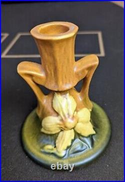 Vintage 1944 Roseville Clematis Candlesticks #1159 4 1/2 & Vase #188 6 A+