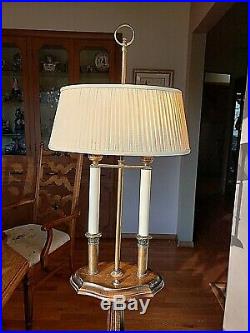 Vintage 1950's Frederick Cooper Walnut & Brass Candlestick Bouillotte Floor Lamp