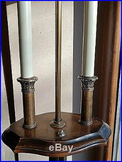 Vintage 1950's Frederick Cooper Walnut & Brass Candlestick Bouillotte Floor Lamp
