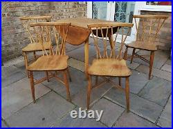 Vintage 1960 Ercol 4 Candlestick Chiltern Dining Chairs And Ercol Table Set
