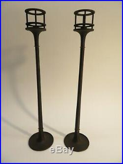 Vintage 1960's Pair Of Tall Iron / Brass Dansk Candlesticks By Jens Quistgaard