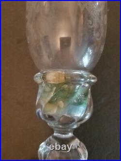 Vintage 1960s Baccarat Crystal France Bambous Hurricane Candlestick Condle Jolde