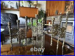 Vintage 1960s Brutalist Oppenheim Israel Brass Hanukkah Menorah Candleholder