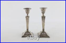 Vintage 1964 Birmingham SILVER Filled Candle Sticks Hebrew Inscription 1093g
