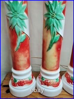 Vintage 1969 Empire Blow Mold 39 Poinsettia Candles Stick Set Of 3 Clean