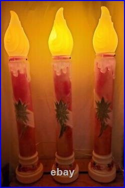 Vintage 1969 Empire Blow Mold 39 Poinsettia Candles Stick Set Of 3 Clean