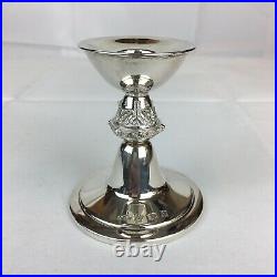 Vintage 1972 Reid & Sons Sterling Silver Pair Of Candlesticks Gothic Style 9cm H