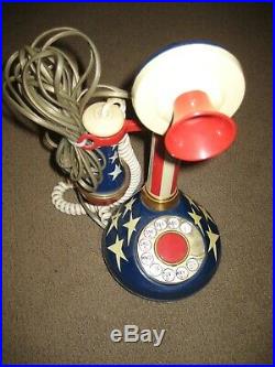 Vintage 1973 American Flag Western Electric Corded Rotary Candlestick MAGA Phone