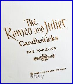 Vintage 1986 Franklin Mint Romeo & Juliet Theatre Bisque Porcelain Candlesticks