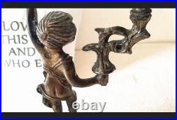 Vintage 2 Arm Brass Candelabra Cherub Pair Candlesticks Holders, French Ornate