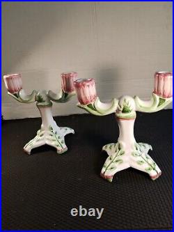 Vintage 2 Signed Victoria by Porta Iieetal Portugal Candlestick Candle Holder