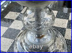Vintage 3 Branch Candleabra Spire Lustre Candlestick Cut Glass Czech Bohemia