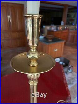 Vintage 32 Inch Brass Candlestick Lamp With Original Shade. MintFree Ship