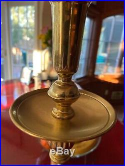 Vintage 32 Inch Brass Candlestick Lamp With Original Shade. MintFree Ship