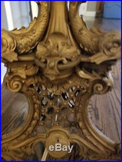 Vintage 38 BAROQUE Alter Gothic Candlestick Electrified Painted Blue Brass