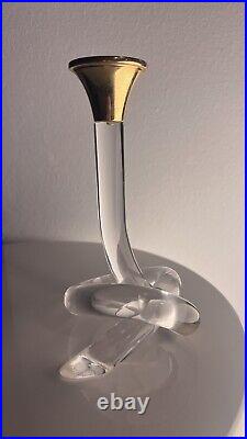 Vintage 70s Dorothy Thorpe Pretzel candlestick Lucite & Gold Mid Century Modern